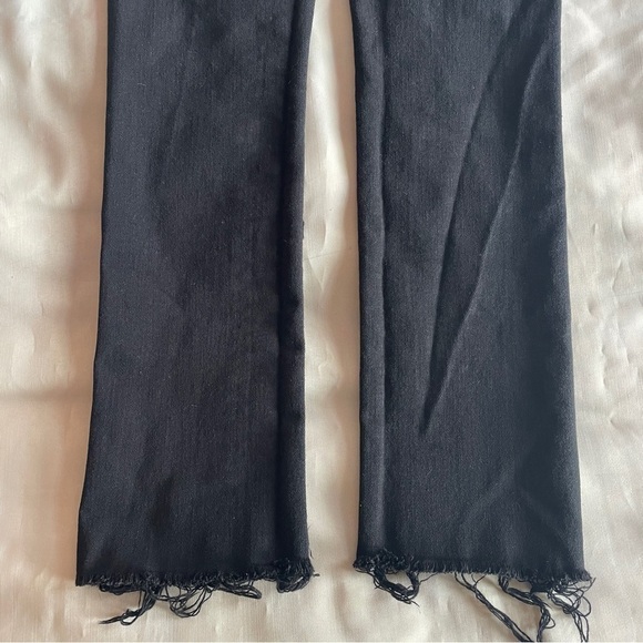 MOTHER- The Rascal Ankle Fray in Black Pitch Straight Leg Jeans Mid Rise Size 24 - Picture 8 of 11